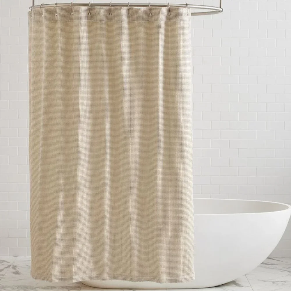 Pottery Barn Waffle Weave 100% Cotton Shower Curtain in Oatmeal (NWOT)